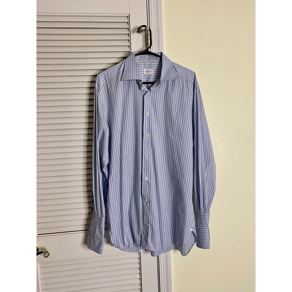 Ermenegildo Zegna Men Long Sleeve Button Front Dress Shirt SZ 43/17 Comfort Fit